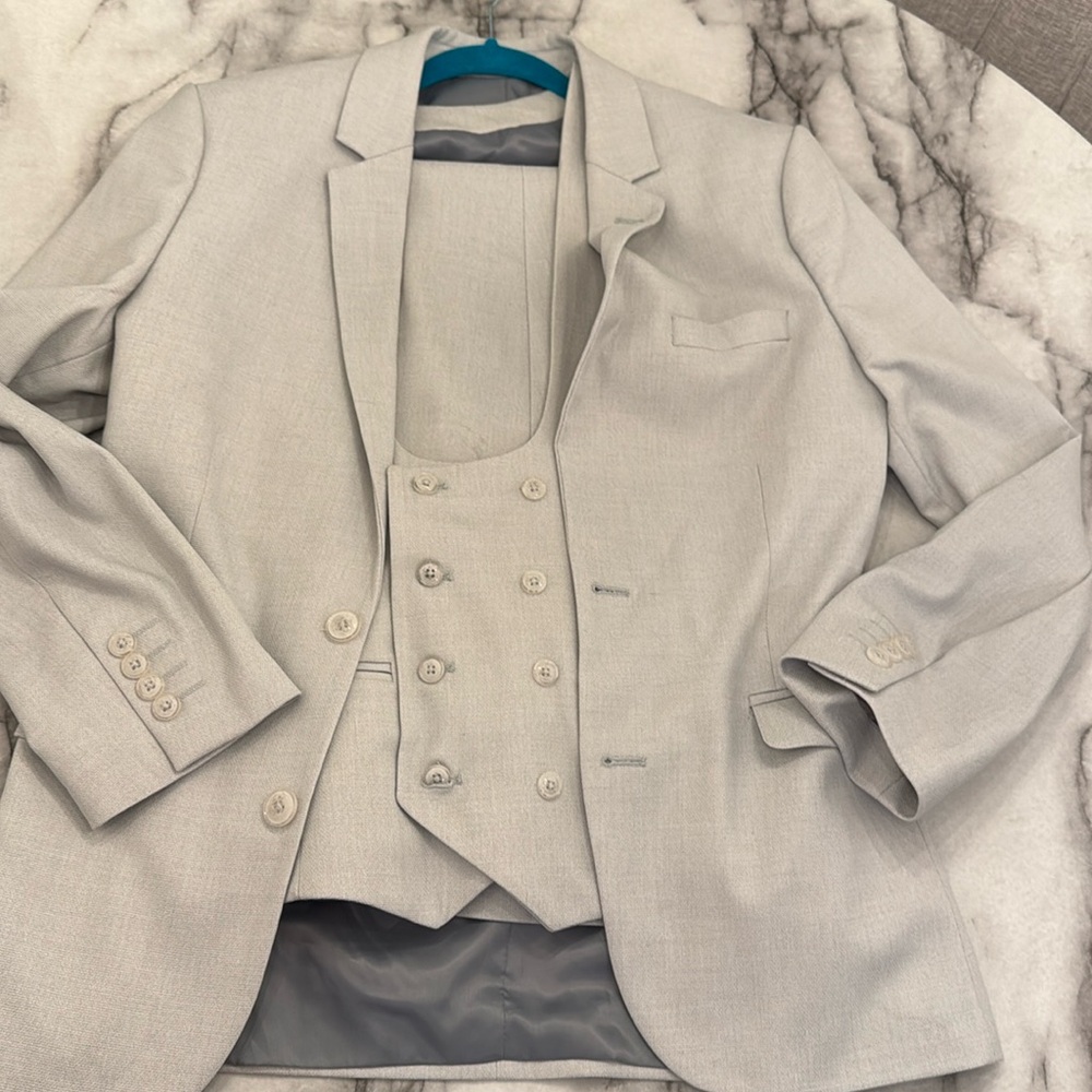 Mens Slim Suit with double breasted vest
